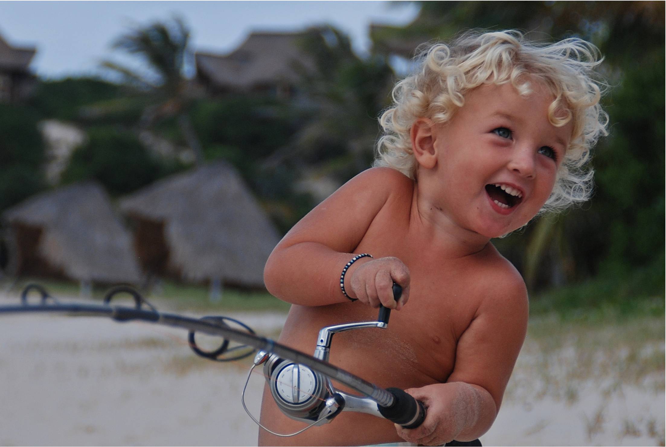 3 Year old boy,Ralf fishing in the estuary 